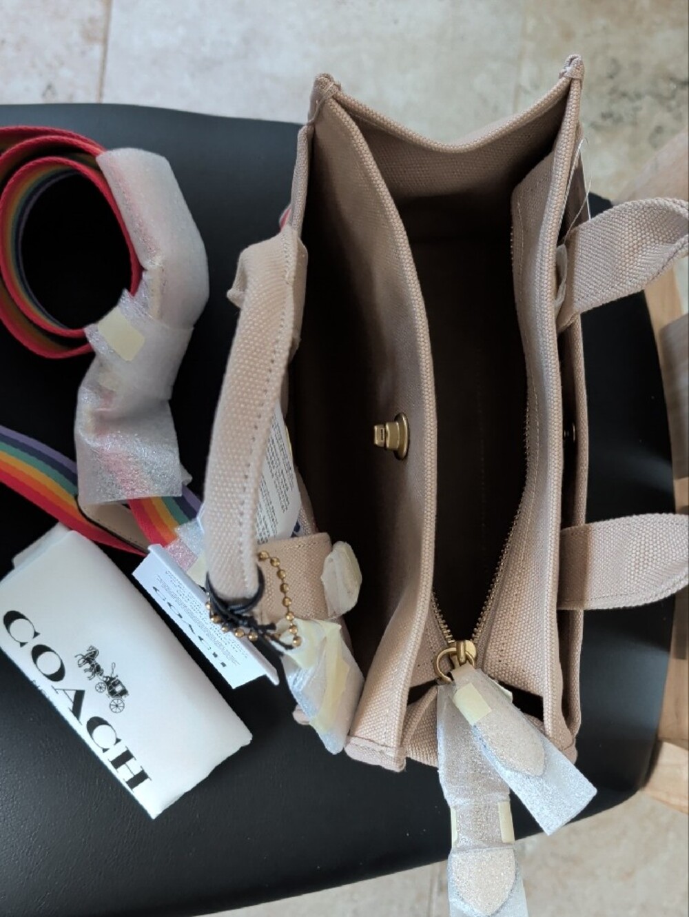 Coach Pride Rainbow Embroidered Canvas Cargo Tote Crossbody 26 NWT - Picture 7 of 10